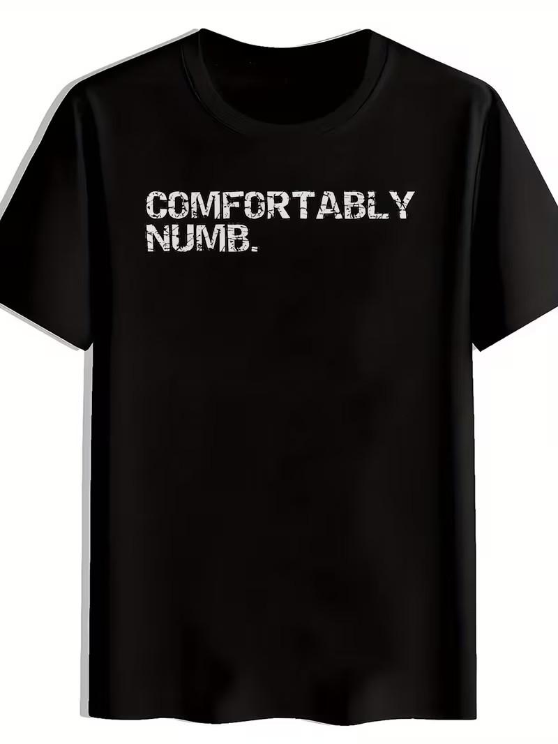 Men S Casual Round-Neck T-Shirt with Cracked Uppercase Letter Print XXL