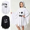 Festival Street Sugar Begging Outfit Hooded Ghost Costume, White/Black Cape Costume for Kids Adults, Spooky Lightweight Breathable Halloween