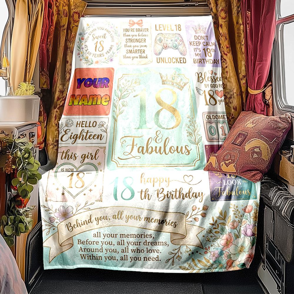 Happy 60Th Birthday Personalized Blanket Customize Your Name Comfortable Versatile For Picnics Outdoor Travel And Camping Sofa Office Four Seasons
