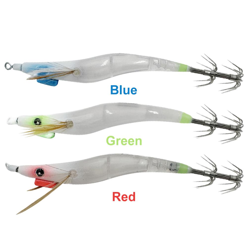 Luminous Lure Octopus Cuttlefish Fishing Bait Simulation with Squid Jig Hook Lure Hook Fishing Tackles Wood Shrimp Squid Lures