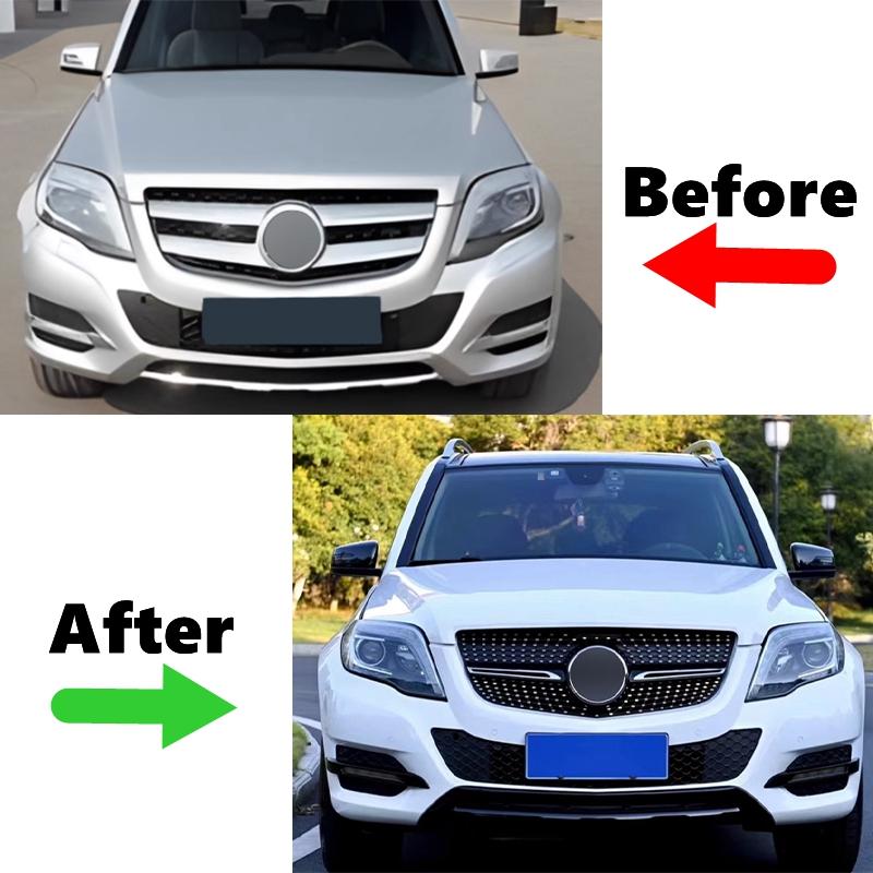 Front Bumper Grille Grills For Mercedes-Benz GLK Class X204 GLK260 GLK300 GLK350 2013 2014 2015 Facelift ABS Racing Grill