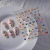 Vibrant Rainbow Flower 5D Nail Art Stickers - Cartoon Star & Small Patterns, Long-Lasting & Waterproof for Kids