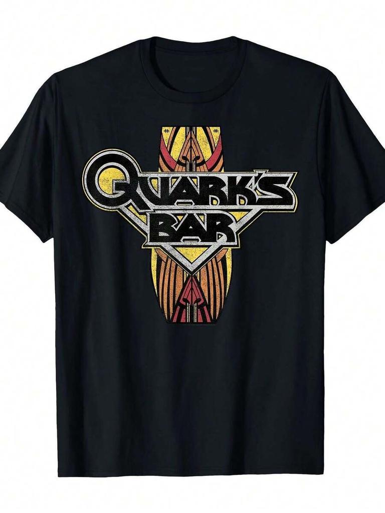 Unisex's Deep Space No.9 Quark Bar Retro Sci-Fi Graphic T-Shirt - Black Slim Fit Casual Tee