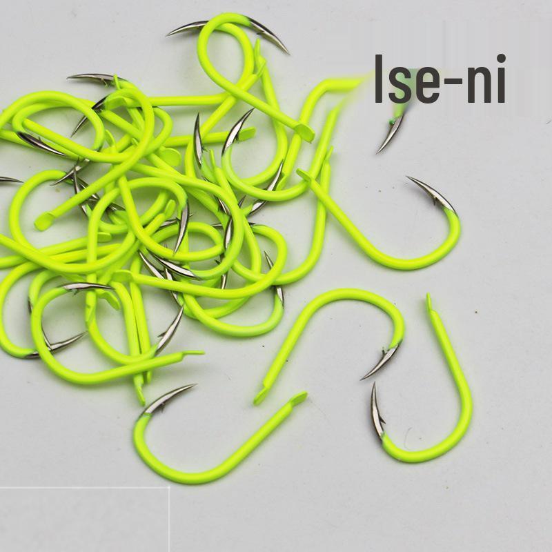 Fluorescent Yellow Barbed Iseama Carp Fishing Hooks