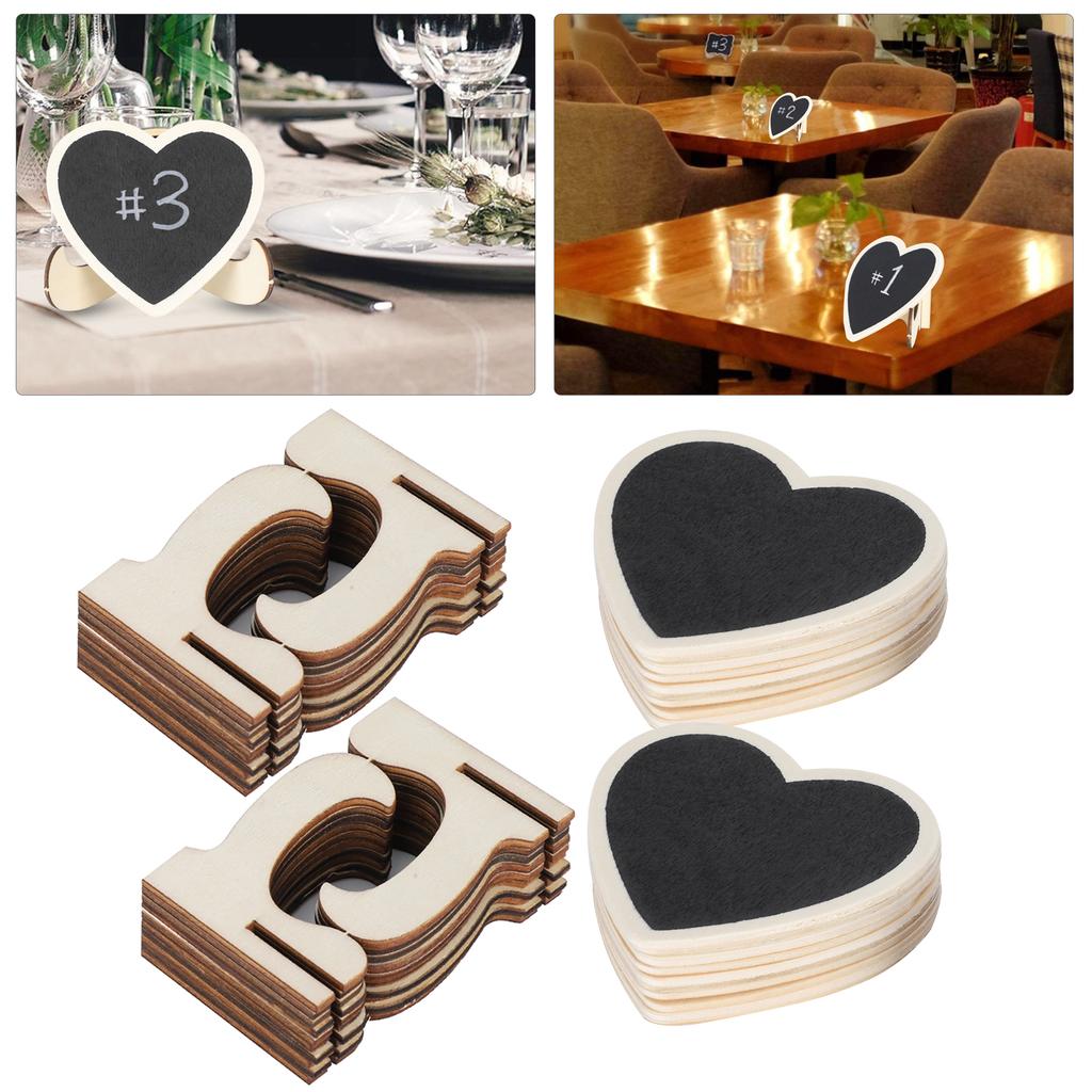 2 Set Wood Mini Chalkboard Signs Card Place Blackboard Wedding Heart Shaped Tabletop Decoration