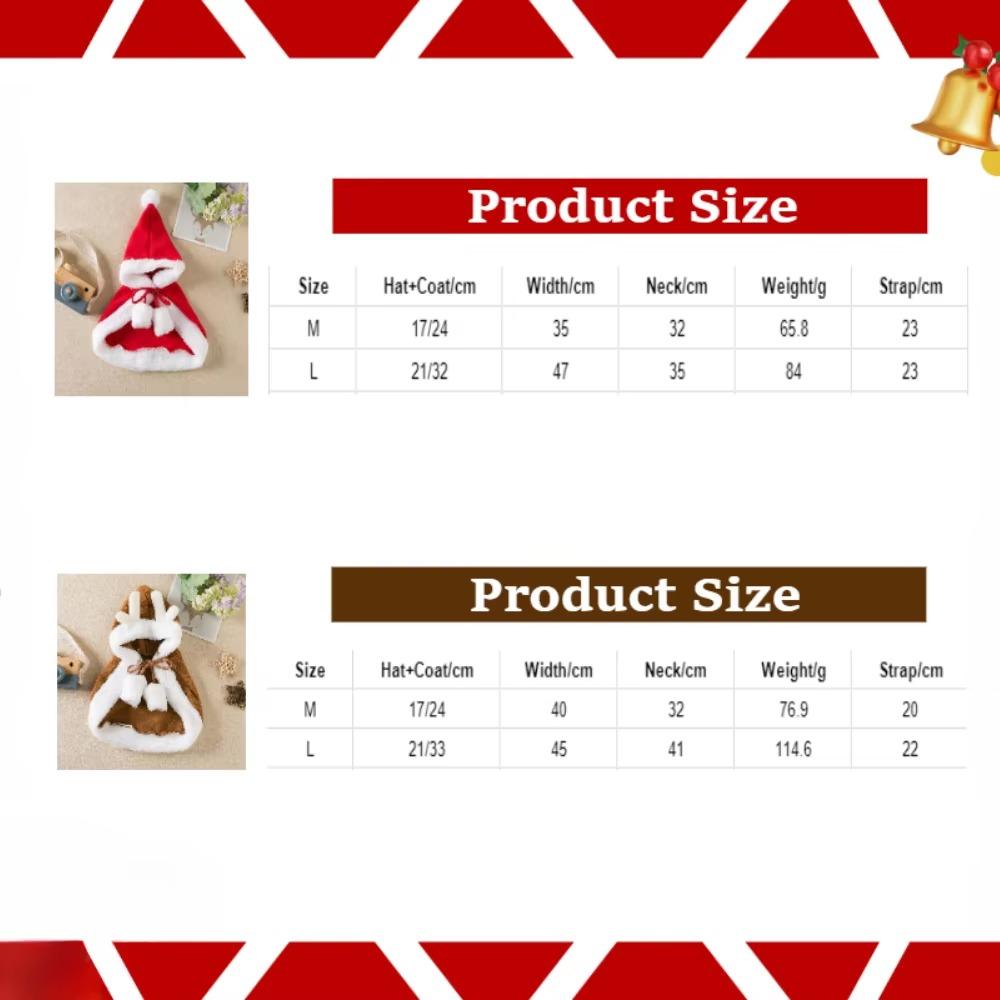 Pets Christmas Costumes Warm Cute Outfits for Pet Red Fluffy Shawls Santa Cosplay Winter Christmas Deer Cloak Simple Dog Clothes
