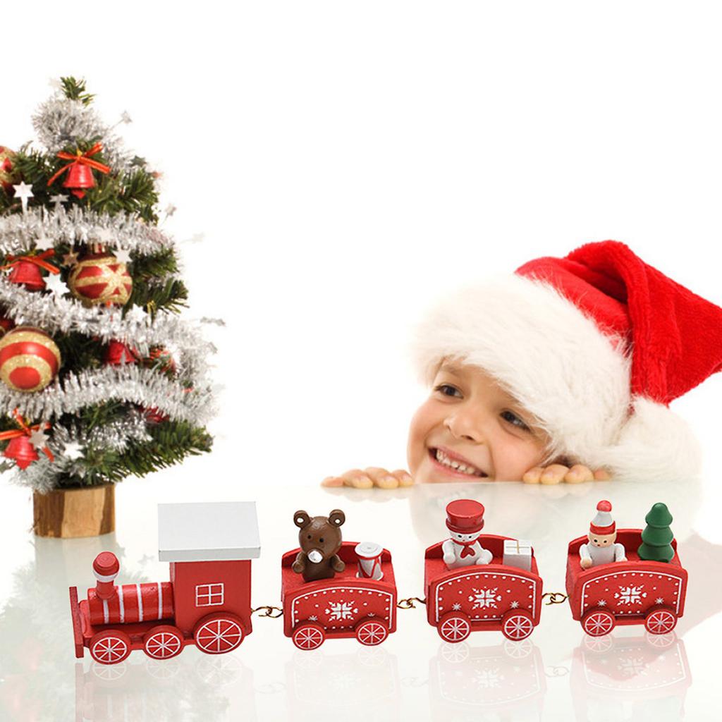 Christmas Decorations Christmas Wood Small Train Children Kindergarten Festive