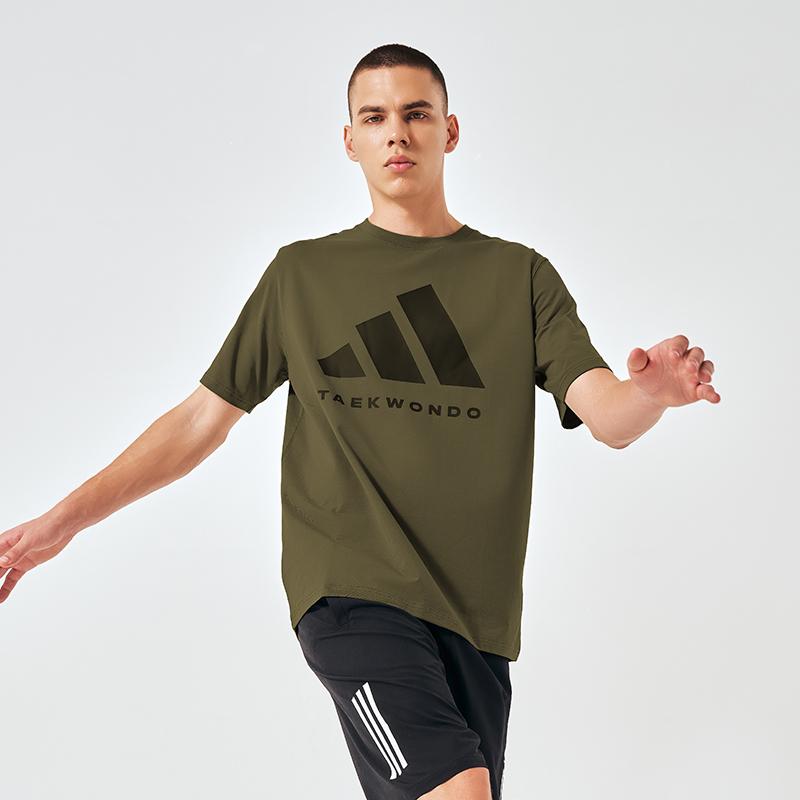 Adidas Comfortable Breathable Skin-Friendly Classic Big Logo Printed Casual Knitted Short Sleeve T-Shirt Unisex Tops Army-Green ADICLTS24TKP-OSSO