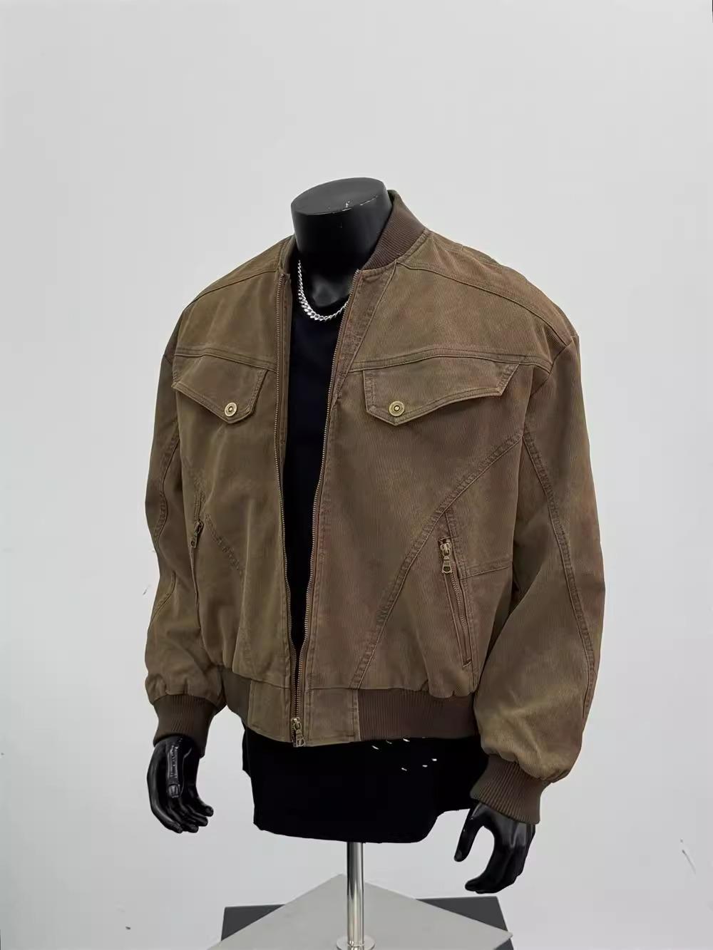 

Men s Cleanfit Brown Oversized Workwear Harrington Jacket – Trendy, American Rogue Style for Spring/Autumn. 3XL