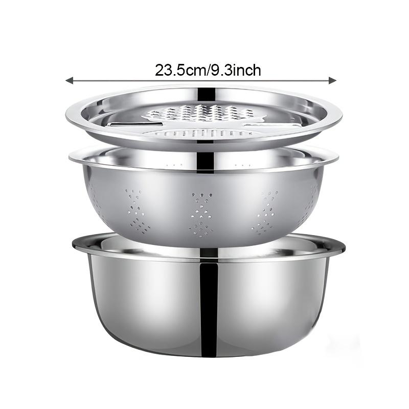 Stainless Steel Kitchen Set with Integrated Grinder, Multi-Filter and Mixing Bowl - for Cleaning and Slicing ,Vegetables, Cheese