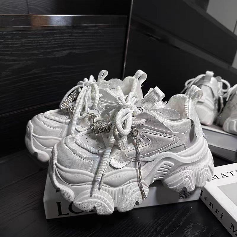 Retro Silver Platform Dad Shoes Women's Autumn New Small Height Increase Versatile Casual Sports Shoes