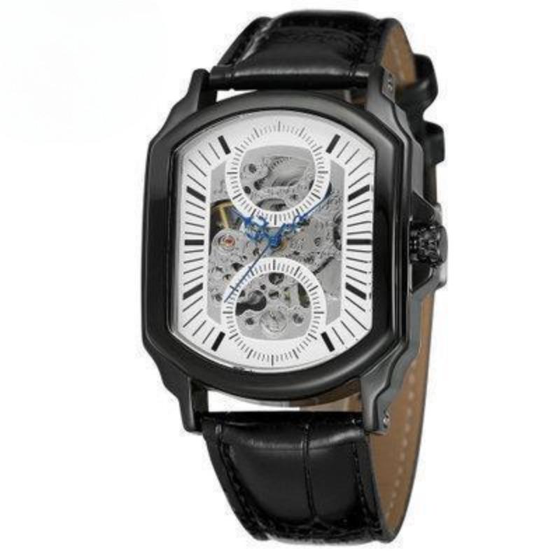 Europejski i amerykański styl męski modny i swobodny pusty mechanizm automatyczny zegarek mechaniczny