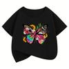 Y2k Butterfly Design T-Shirt Printed T Shirt Girls' Manga Short Sleeve Tops T-Shirts Cute Boys Kids Clothing Summer Spring