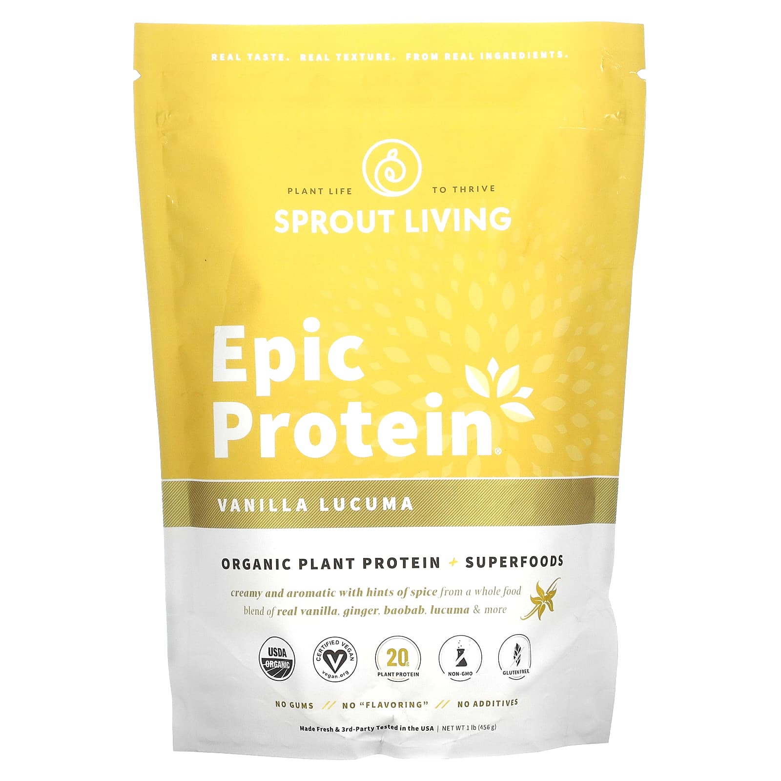

Sprout Living, Epic Protein, Vanilla Lucuma, 16 oz (455 g)