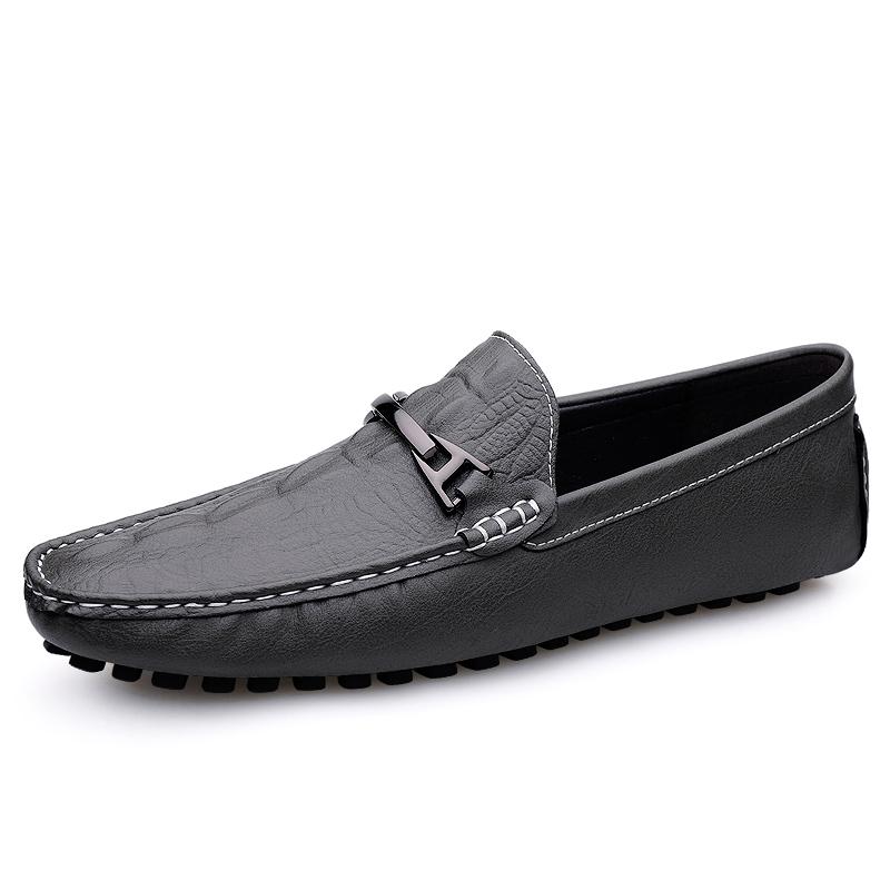 Fashion Genuine Leather Mens Loafers Crocodile Pattern Fashion Casual Shoes Comfortable Man Slip on Flats Lightweight Soft Driving Shoes