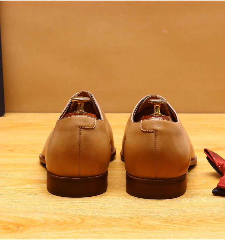 Pánské ručně barvené společenské boty z full-grain kůže se špičatou špičkou - britský formální styl