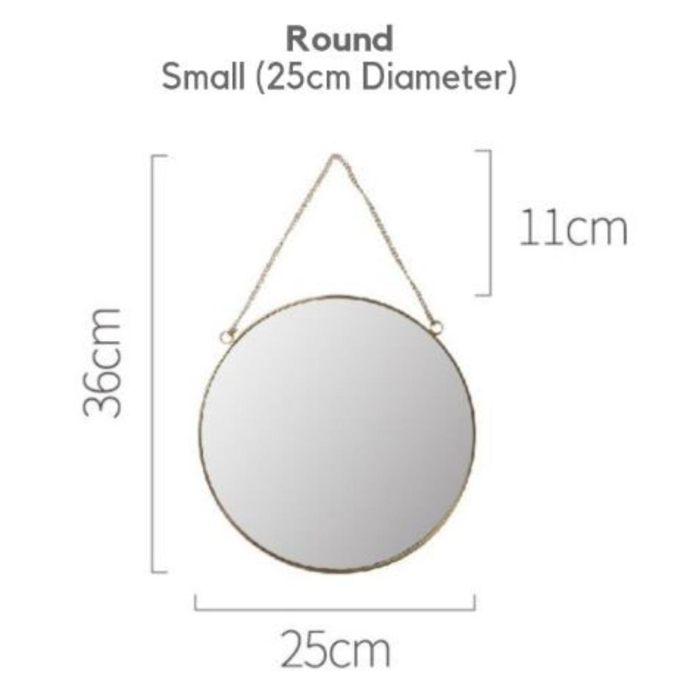 Homlly Keii Gold Rim Hanging Wall Mirror (Hexagon / Round Shape/ 3 different sizes)