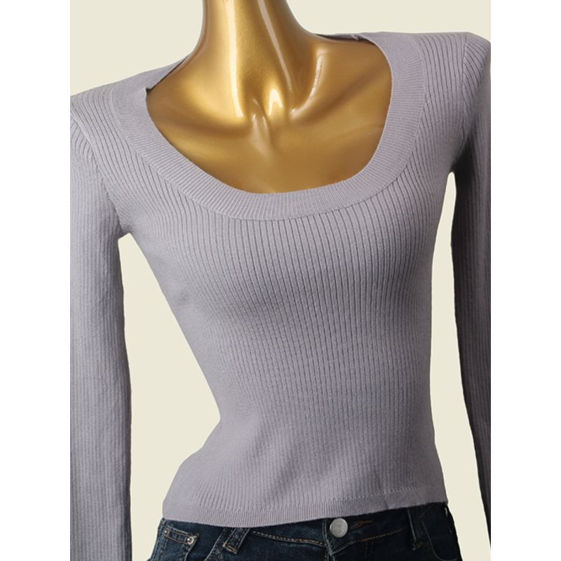 2024u Collar Sweater Women's Winter Long Sleeve Inner Thread Inner Match Sexy Silm Bottoming Shirt
