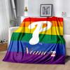 Rainbow Pride Baseball Customize Text Blanket Cozy Personalized Blanket Soft Warm Cozy Great for Livingroom Bed Picnics Living Room