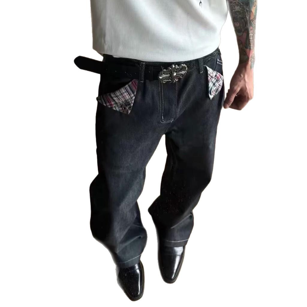 American Retro Jeans Men's Spring and Autumn New Trendy Brand Loose Wide Legs Ins High Street Straight Trousers