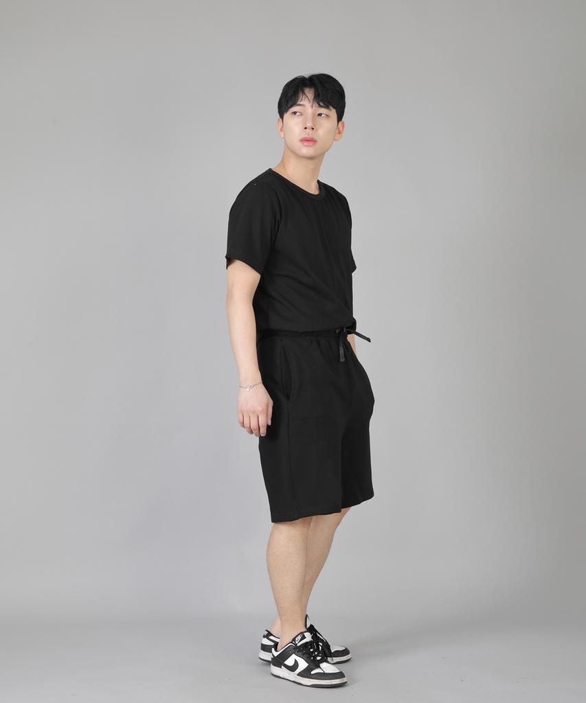 Seinteukeulu Plain Sweat Shorts Ess-352 Black