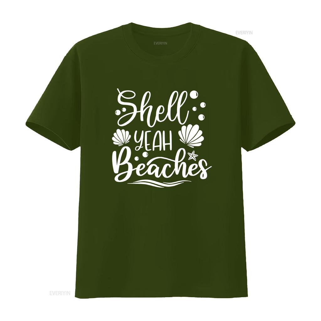 Shell Yeah Beaches T Shirt Seashell Design for Beach Life Summer Vacation Trip Stylish and Comfortable vintage Washed Versatile