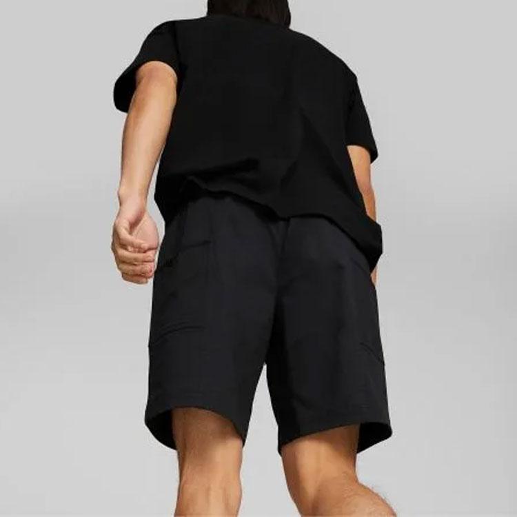 Puma Solid Color Logo Embroidered Elastic Waist Sports Shorts Men shorts Black 537728-01