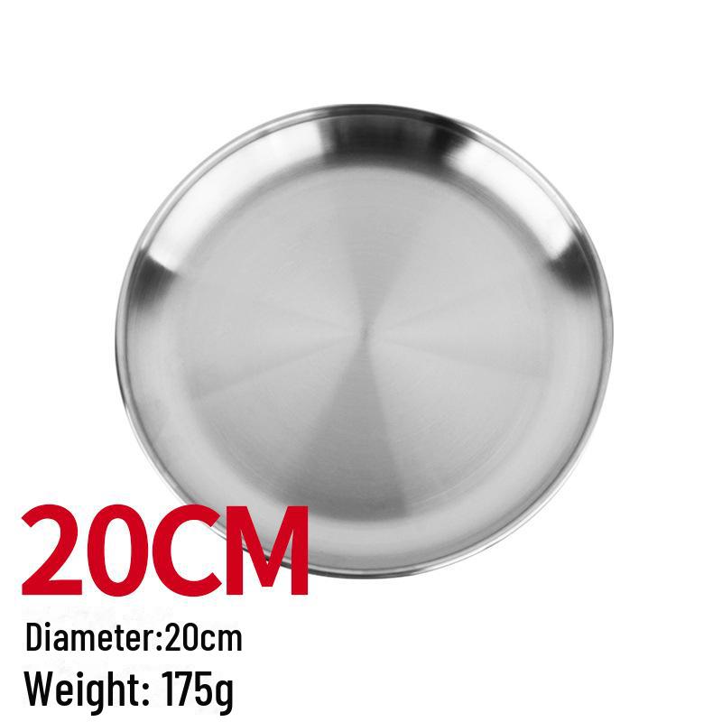 Durable Stainless Steel 5-Piece Round Plate Set: Dinner, Fruit, Picnic, BBQ, Heat-Resistant