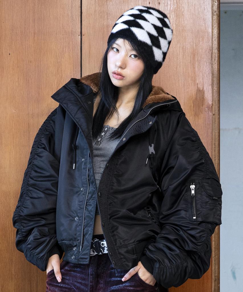Glack Gj107 Reworked N2B Nylon Short Parka (Black)