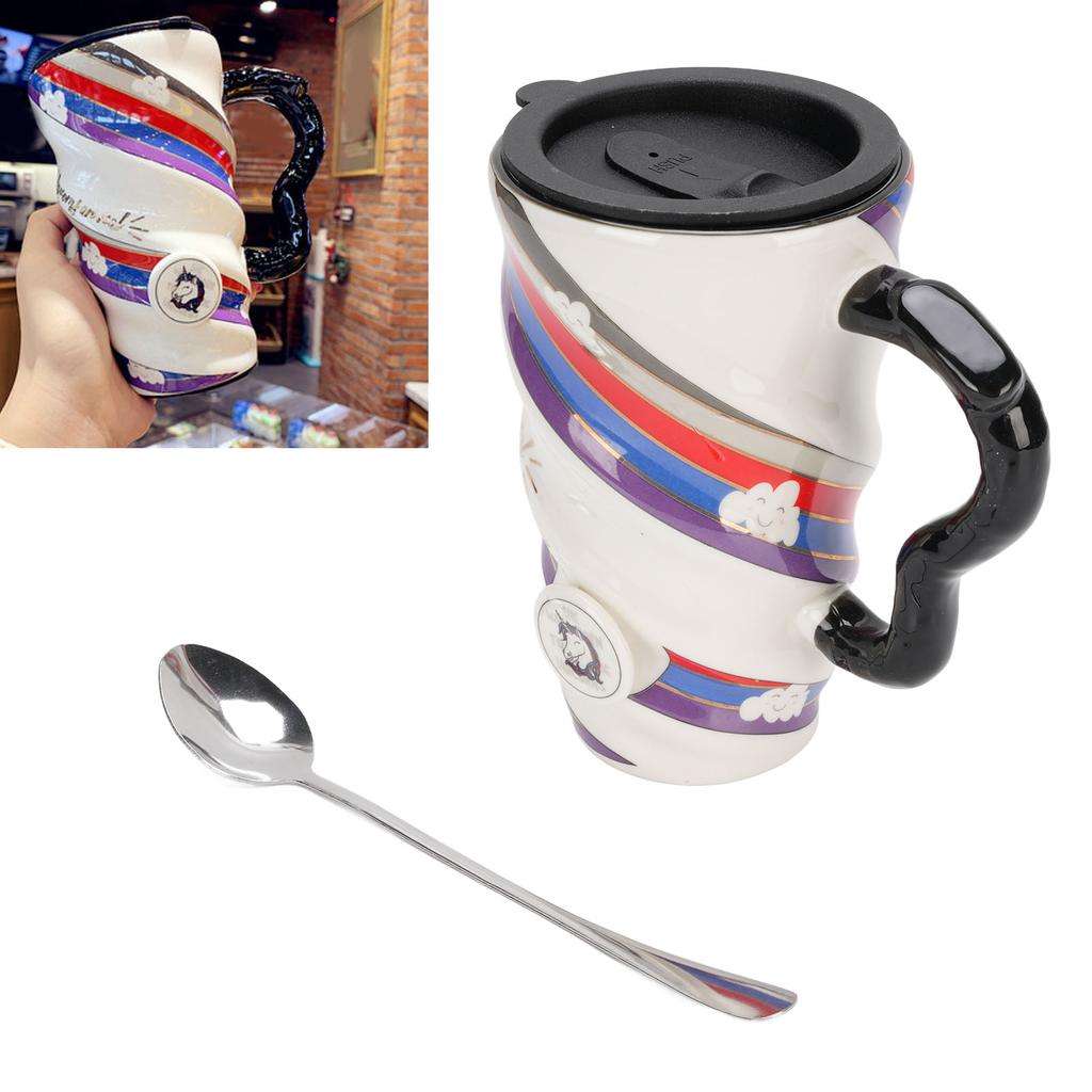 Ceramic Coffee Mug Big 520ml Capacity with Lid Innovative Unique for Home Travel