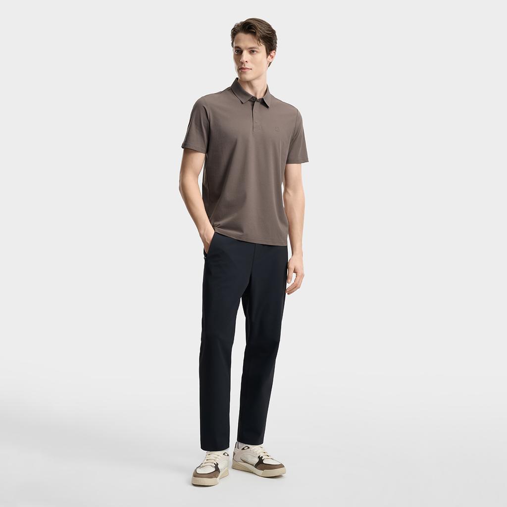 Fila F.C. Classic Minimalist Basic Casual Light Business Versatile Comfortable Knitted Short Sleeve Polo Shirt Men Tops Light-Brown F11M621103FBN