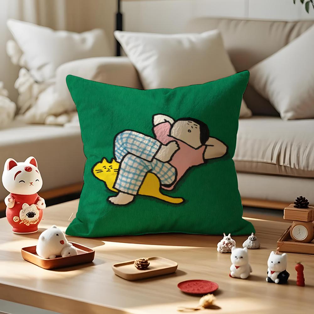 Gomatsu Cushion Cover Anti-dustmite Pillowcase Invisible Zipper Silky Short Plush Sofa Cushion Cover
