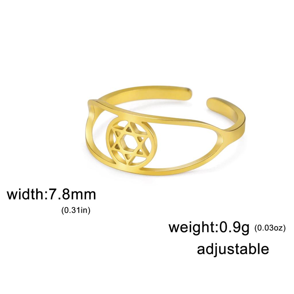 Dreamtimes Star of David Rings Stainless Steel Adjustable Open Rings Hexagram Je Ring FaithHeart Jewelry for Women Mens