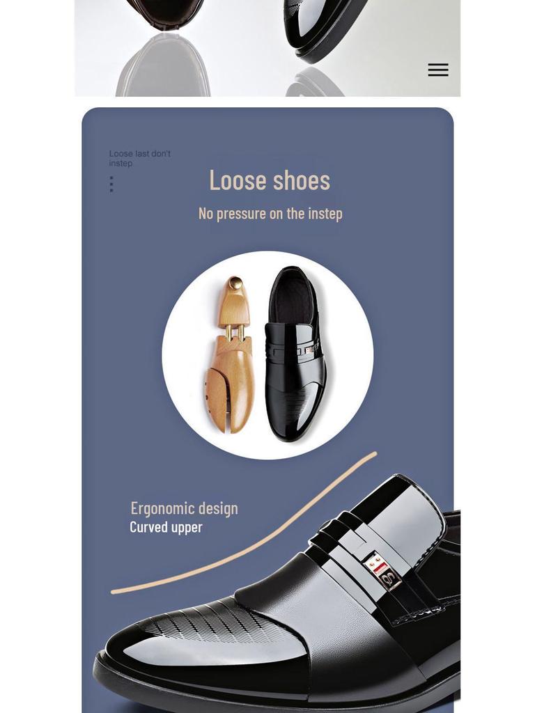 Men's Spring Breathable Leather Shoes - Business Casual, British Style, High-End Pointed Toe for Formal or Wedding Occasions.