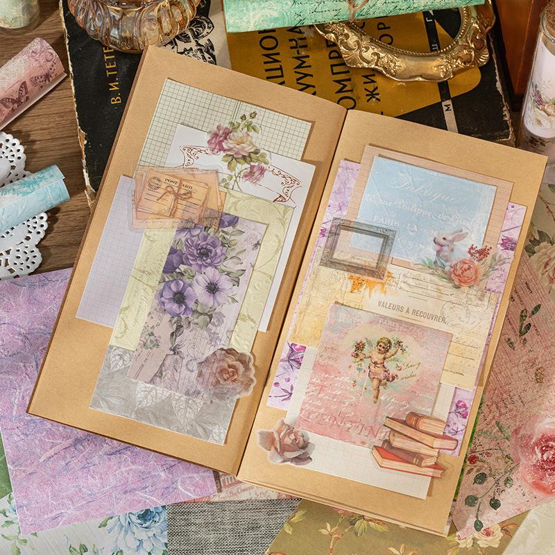 22pcs/lot Memo Pads Material Paper The flowering period is like a dream Junk Journal Scrapbooking  Retro Background Decoration