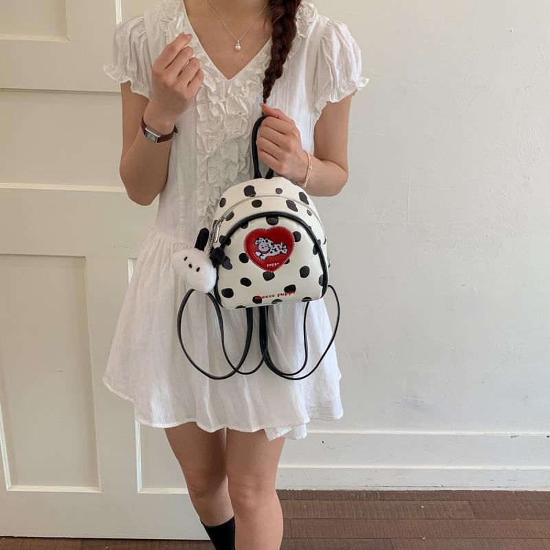 Schoolbag popular red puppy polka dot foreign style backpack original niche cute bag women's versatile handbag mini bag