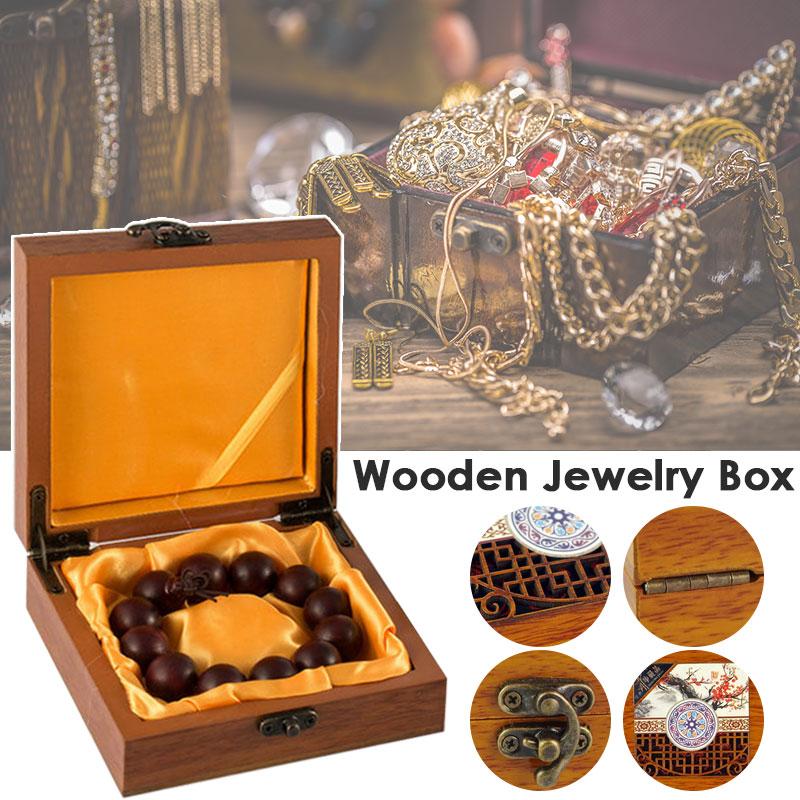 Wooden Buddha Bead Bracelet Jewelry Storage Box Necklace Pendant Ring Box Jewelry Jade Packaging Display Gift Jewelry Box