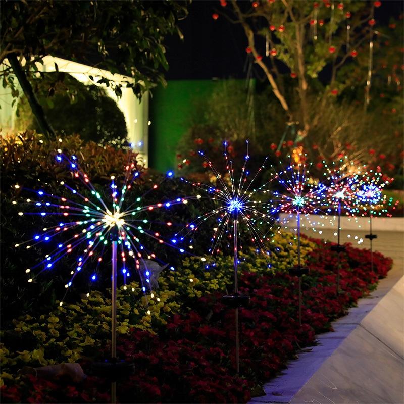 Solar Garden Lamp Colorful Fireworks Up To 200 Leds Christmas Party