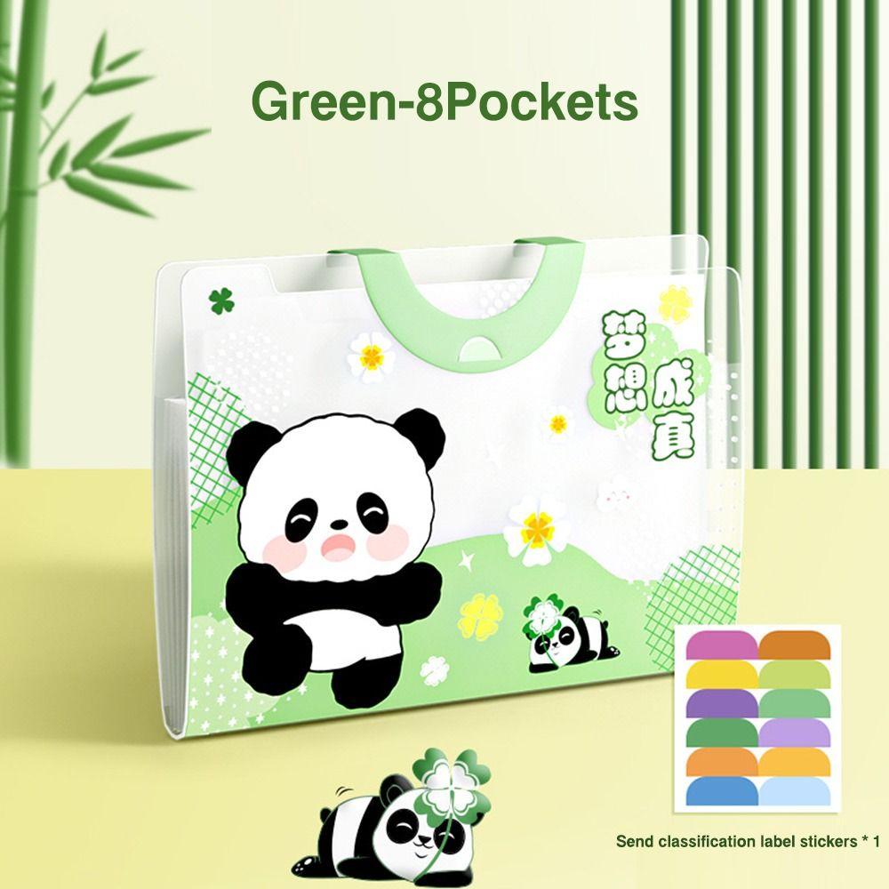 

Large Capacity File Bag 5/8/12 Pockets Portfolio Cartoon Envelope Folder School Office Green-8 Pockets