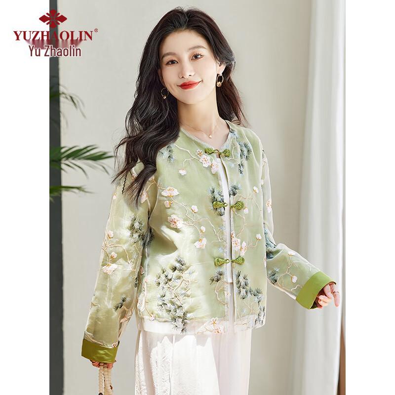 Yuzhaolin Women's New Chinese Style Embroidered Short Jacket
