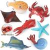 Kids' Cognitive Marine Animal Toys: Soft Rubber Models - Pufferfish, Starfish, Crab, Nautilus, Sailfish, Manta Ray.