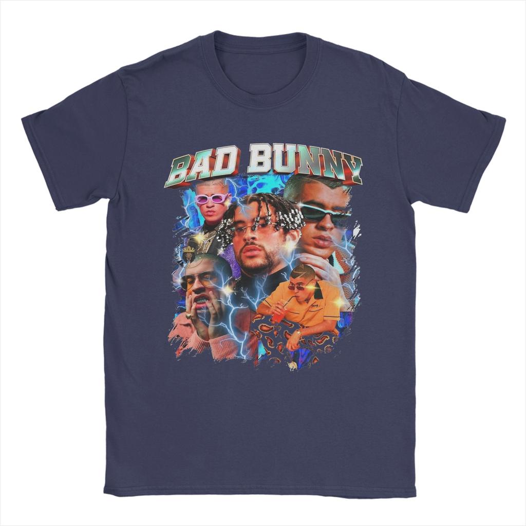 Fun Bad Bunny Collage TShirt Unisex O Neck 100 Cotton T Shirts Short Sleeve Tees Graphic Clothing