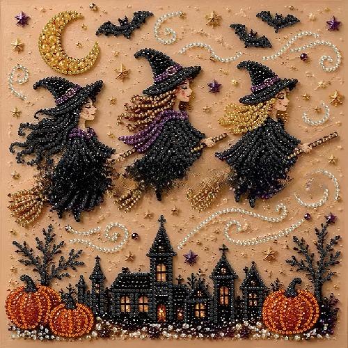 Halloween DIY Malowanie Diamentami Samoprzylepny Kreskówkowy Dynia Malowanie Perłami Styl Ins Dekoracja Sypialni Obraz