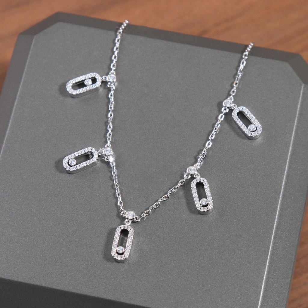 New Hot Brand Vintage Move Diamond Necklace Luxury Jewelry For Women Designer Pendant Pure 925 Sliver Lady Party Chain Necklaces