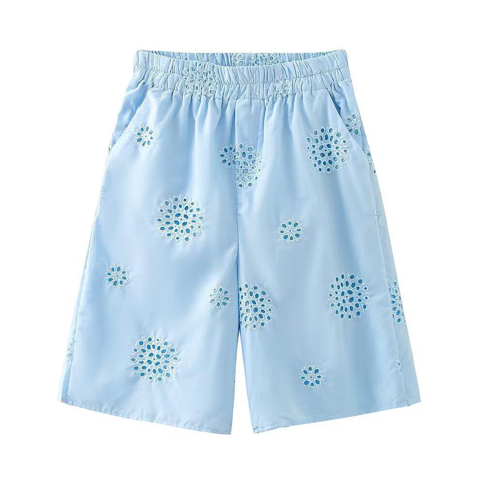 Summer 2026 Women s European & American Fashion Embroidered Polo Collar Shirt & Shorts Set S