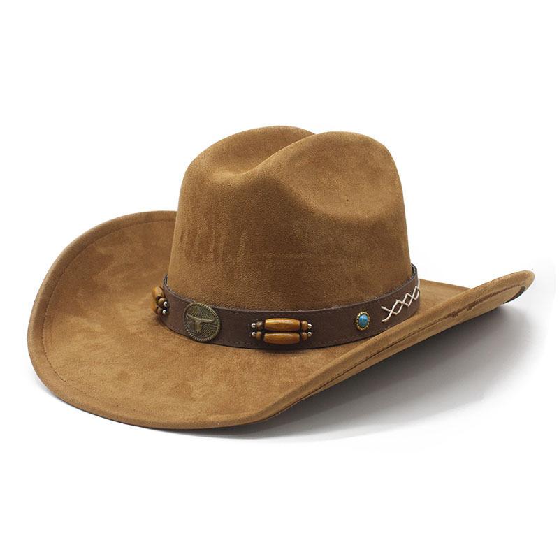 American retro strip top western cowboy hat, new big-brimmed suede top hat, British jazz hat