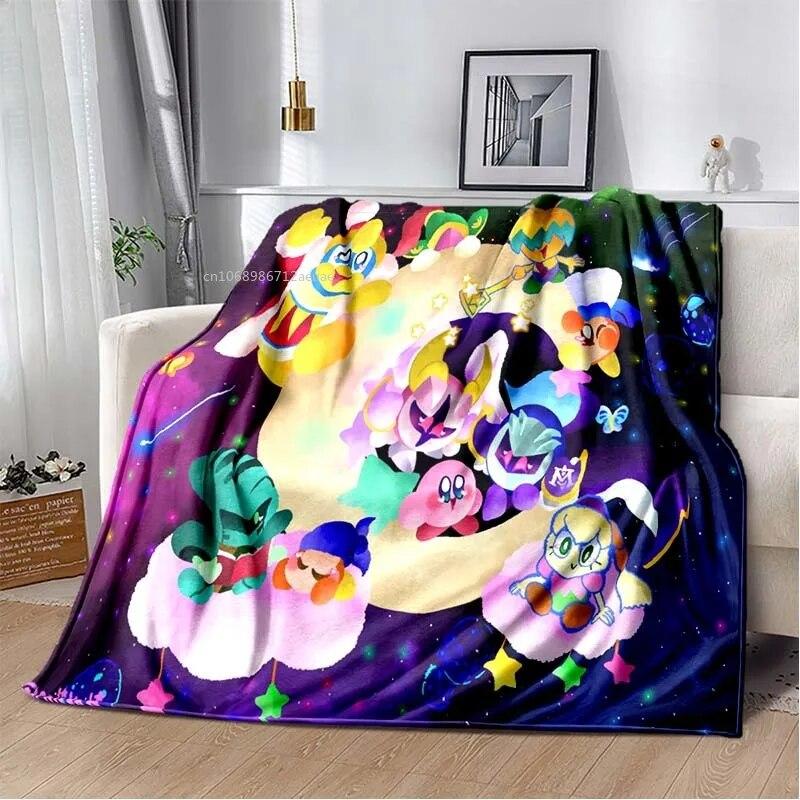 Kawaii Kirbys Pătură de flanel Cadou pentru copii, fete, roz, artă de desene animate, ușoare, calde, cadou de zi de naștere