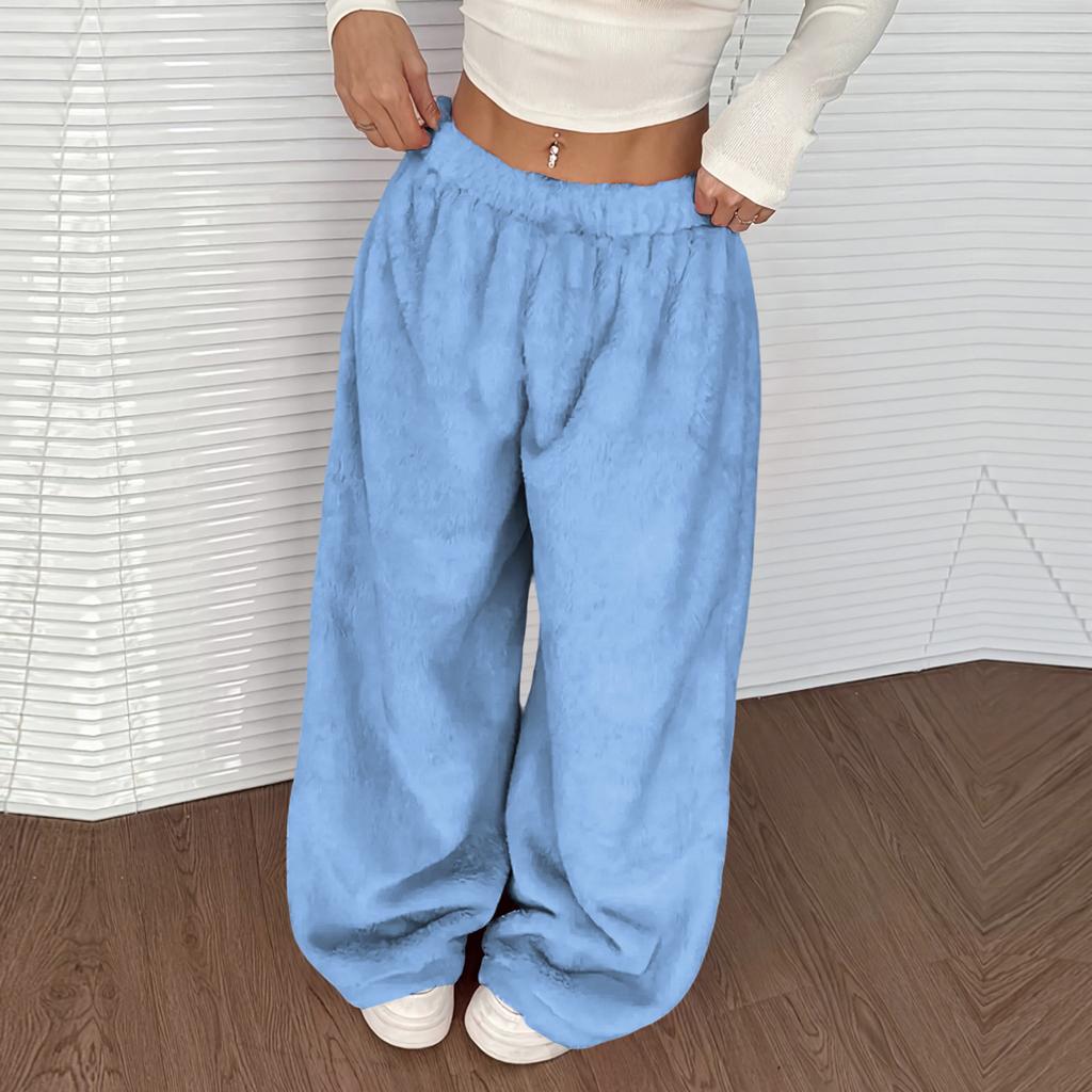 Women's Casual And Fashionable Elastic Waist Loose Wide Leg Pants