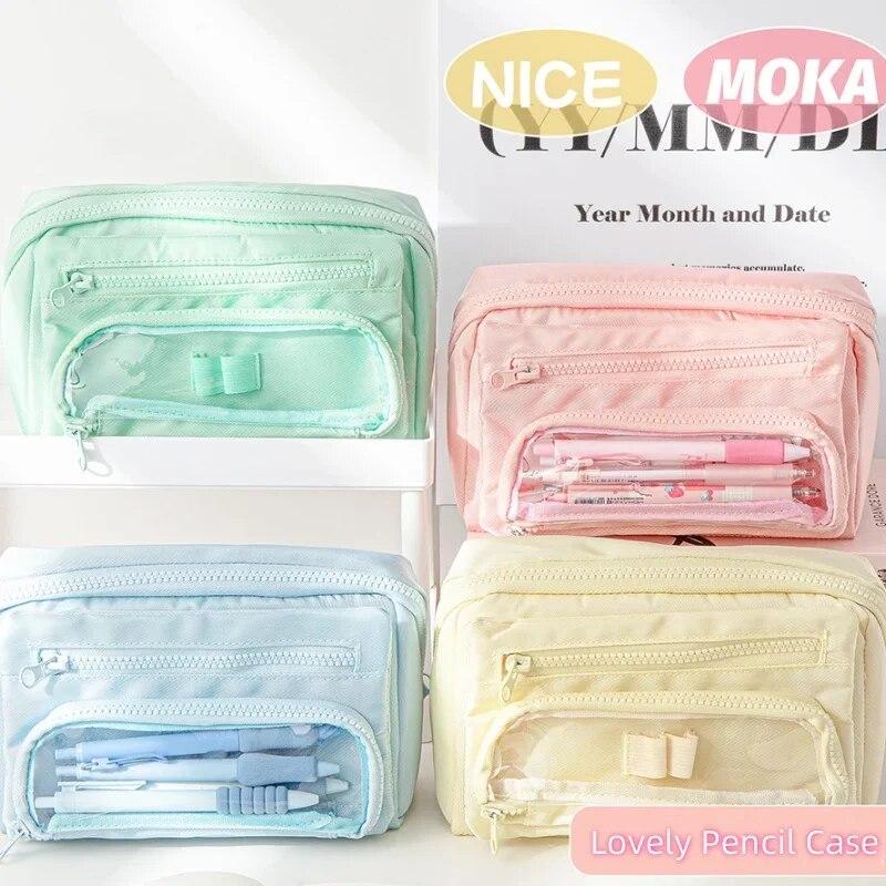 1 Pc Ins Simplicity Pencil Case Fashion Lovely Solid Color Series Stationery Pencil Bag High Capacity School Stuff Storage Bag