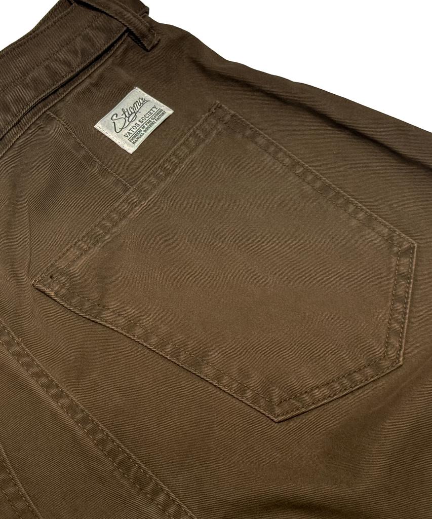 STIGMA Washed Belt Curved Pants Brown